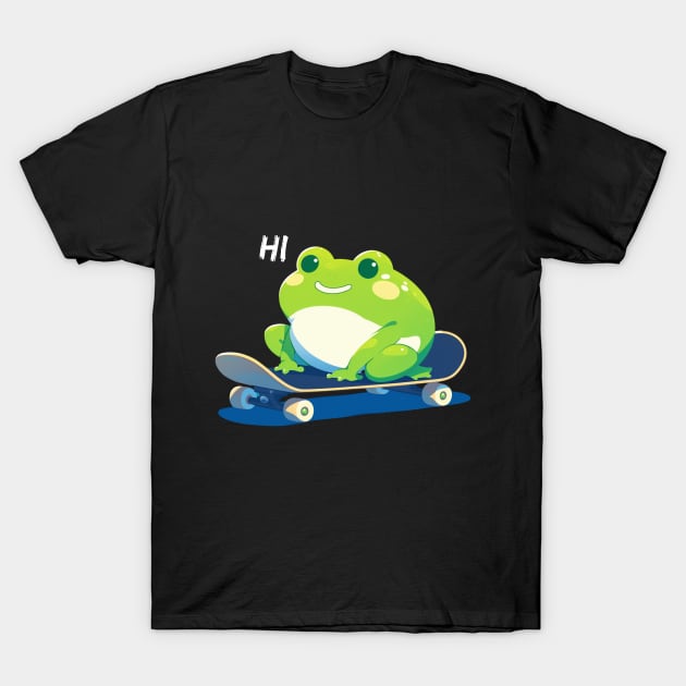 Hippity Hop, Hi! Cute Frog on a Skateboard T-Shirt by Eine Creations